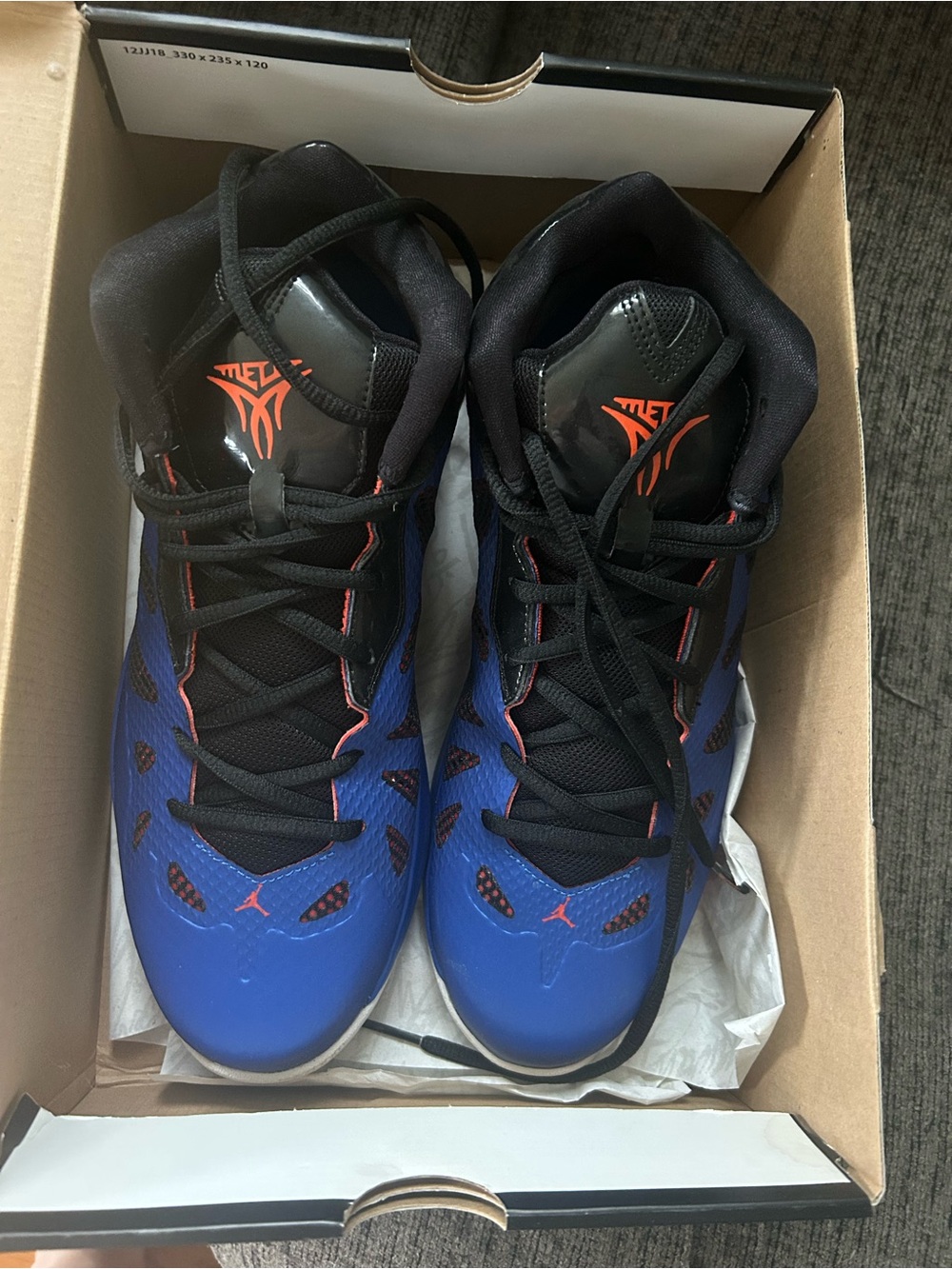 Jordan Men’s Athletic Basketball Shoes - Blue/Black with Orange Accents
